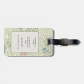 モリスティール(緑がかった色)ブルー&ピンクラークスパーパターン ラゲッジタグ (裏面横)