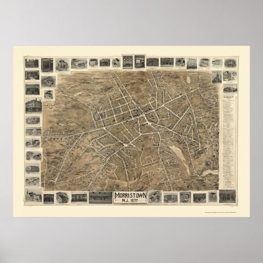 モリストウン、NJパノラマ地図 – 1899 ポスター (正面)