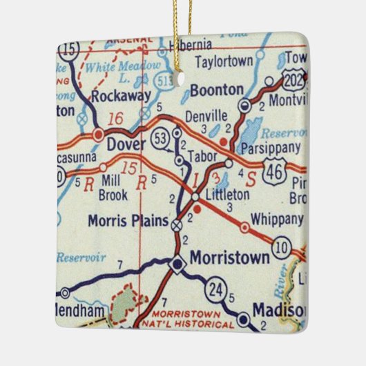 モリストウンNJヴィンテージの地図 セラミックオーナメント (左)