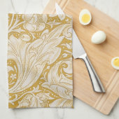 モリスバチェラーズボタンフラワー&ゴールデンステム キッチンタオル (四つ折り)