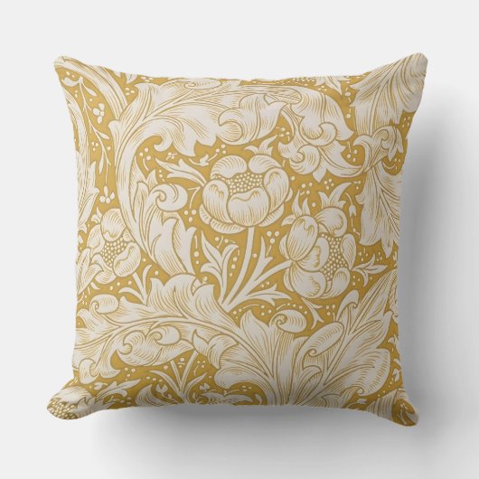 モリスバチェラーズボタンフラワー&ゴールデンステム クッション (正面)