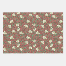 モリスパークカッパーアンドグリーンフローラデマスク ラッピングペーパーシート