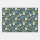 モリスパークブルーアンドグリーンフローラデマスク ラッピングペーパーシート (正面)