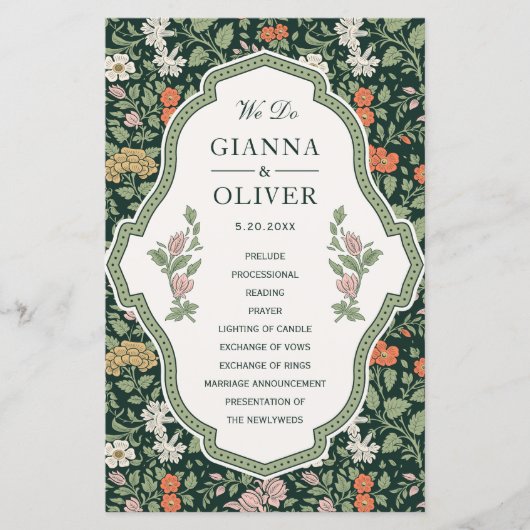 モリスフローラ庭園の結婚式式プログラム (正面)