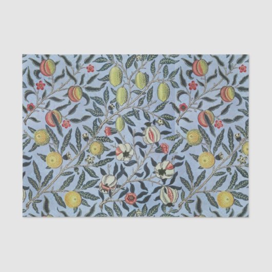 モリスブルー背景アンティークポメグラナパターン 薄葉紙 (正面)