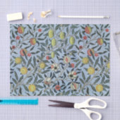 モリスブルー背景アンティークポメグラナパターン 薄葉紙 (クラフト)