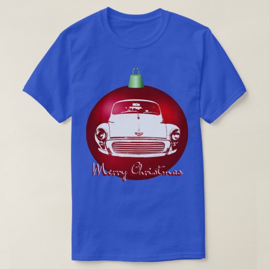 モリスマイナーブリティッシュクラシックモノブロッククリスマスb tシャツ (デザイン正面)