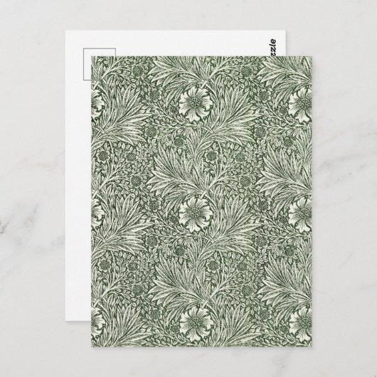 モリスマリゴールドヴィンテージ1875緑のフローラ花 ポストカード (正面/裏面)