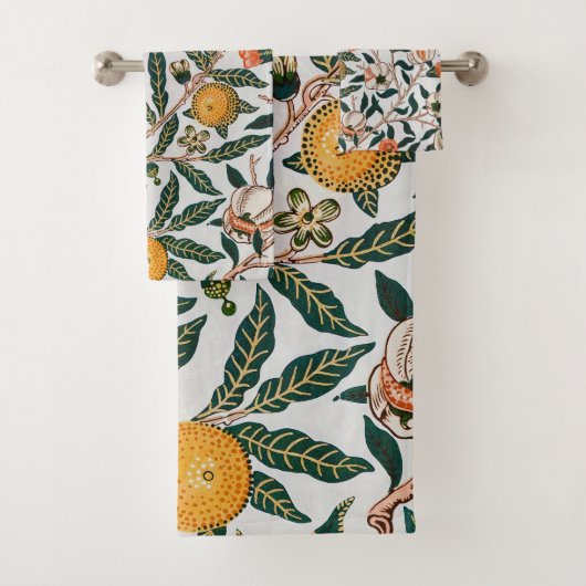 モリスライトバックグラウンドアンティークポメグラナパターン バスタオルセット (インサイチュ)