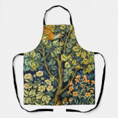 モリスヴィンテージキジのリス&フラワーパターン エプロン (正面)