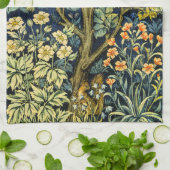 モリスヴィンテージキジのリス&フラワーパターン キッチンタオル (折り畳み)