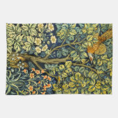 モリスヴィンテージキジのリス&フラワーパターン キッチンタオル (横)