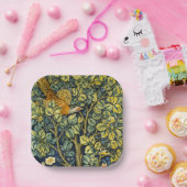 モリスヴィンテージキジのリス&フラワーパターン ペーパープレート (パーティー)