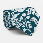 モリスヴィンテージブルー&ホワイトフローラルパターン ネクタイ (ロール)