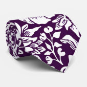 モリスヴィンテージ紫&白フローラルパターン ネクタイ (ロール)