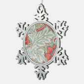 モリスヴィンテージ葉&フローラルパターンレッドスタイル スノーフレークピューターオーナメント (右)