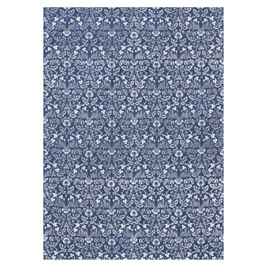 モリスヴィンテージ1882青い背景の花模様 テーブルクロス (正面)