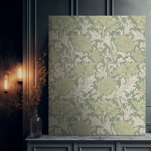 モリス緑の菊のパタビクトリアンーン キャンバスプリント