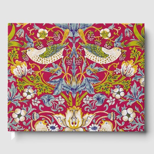 モリス赤い背景イチゴ泥棒パターン ゲストブック (正面)