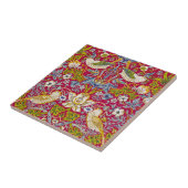 モリス赤い背景イチゴ泥棒パターン タイル (側面)