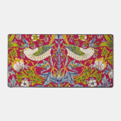 モリス赤い背景イチゴ泥棒パターン デスクマット (正面)