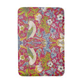 モリス赤い背景イチゴ泥棒パターン バスマット (正面縦)