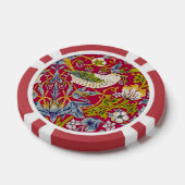 モリス赤い背景イチゴ泥棒パターン ポーカーチップ (シングル)