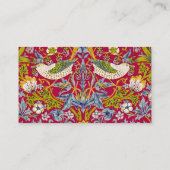 モリス赤い背景イチゴ泥棒パターン 名刺 (裏面)