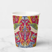 モリス赤い背景イチゴ泥棒パターン 紙コップ (左)