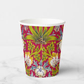 モリス赤い背景イチゴ泥棒パターン 紙コップ (右)