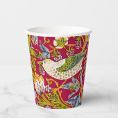 モリス赤い背景イチゴ泥棒パターン 紙コップ (正面)