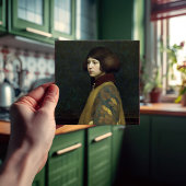 モリス金ゴールドグリーンアールヌーボーポートレートリー タイル