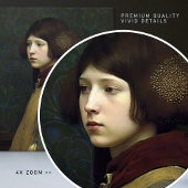 モリス金ゴールドグリーンアールヌーボーポートレートリー タイル