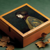 モリス金ゴールドグリーンアールヌーボーポートレートリー タイル