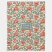 モリス魅力的スタイルパステルボタニカルアートスロー フリースブランケット (正面)