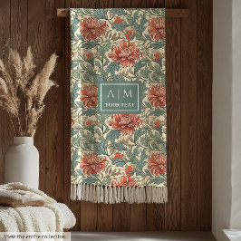 モリス魅力的スタイルパステルボタニカルアートスロー フリースブランケット