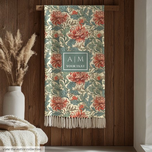 モリス魅力的スタイルパステルボタニカルアートスロー フリースブランケット