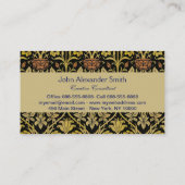 モリス黒背景バラ&ユリ花柄 名刺 (裏面)