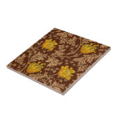 モリス・アネモネ・パターン、ブラウン・マスタード・金ゴールド タイル (側面)