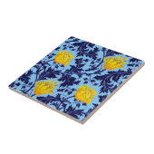 モリス・アネモ、海軍、マスタード・イエロー・セラミック・タイル タイル (側面)