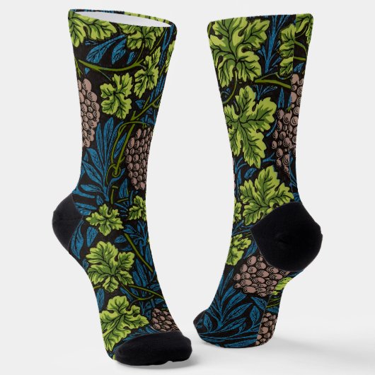 モリス – アンティーク1873グレープ&離れつる植物パターン ソックス (傾斜あり)