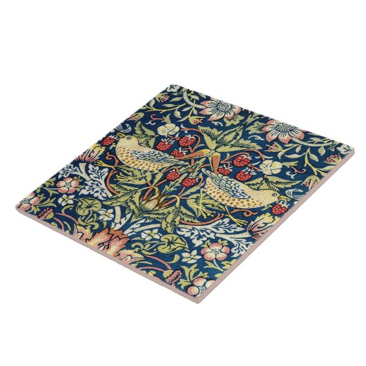 モリス – イチゴ泥棒の鳥と花柄 タイル (側面)