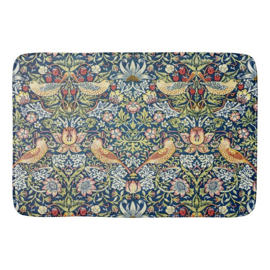 モリス – イチゴ泥棒の鳥と花柄 バスマット (正面)