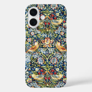 モリス – イチゴ泥棒の鳥と花柄 iPhone 16ケース