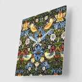 モリス – イチゴ泥棒、 スクエア壁時計 (傾斜)