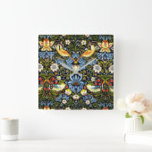 モリス – イチゴ泥棒、有名なデザイン スクエア壁時計 (ホーム)