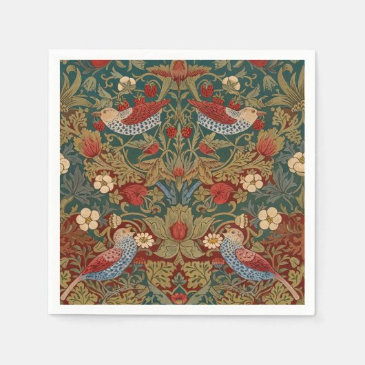 モリス – イチゴ泥棒#2花柄 スタンダードカクテルナプキン (正面)