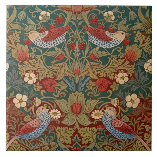 モリス – イチゴ泥棒#2花柄 タイル (正面)