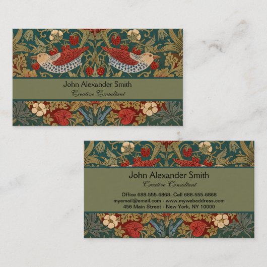 モリス – イチゴ泥棒#2花柄 名刺 (正面/裏面)