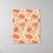 モリス・オレンジ色の菊のビクトリアン模様 キャンバスプリント (正面)